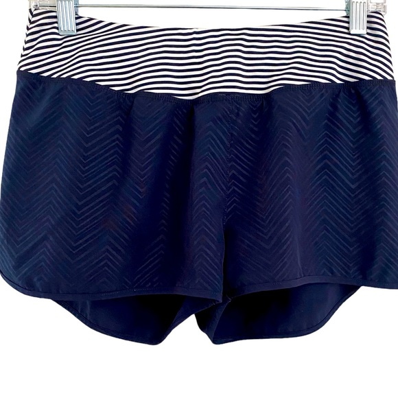 MPG Shorts Mpg Navy Blue Print W Navy White Stripe Waist Running